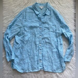J. Jill Blue Striped Button Down Shirt